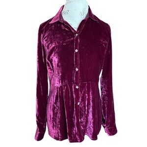 Silk blend Velvet Button-Up Shirt